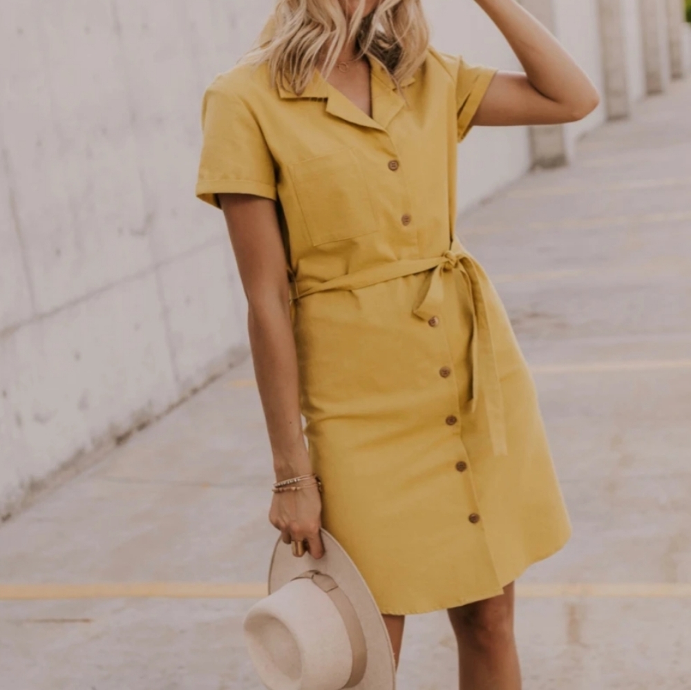 Yellow button dress